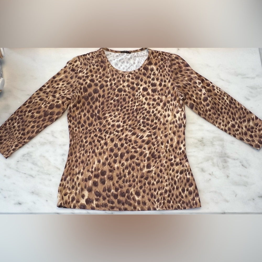 J. McLaughlin Brown Animal Print Blouse